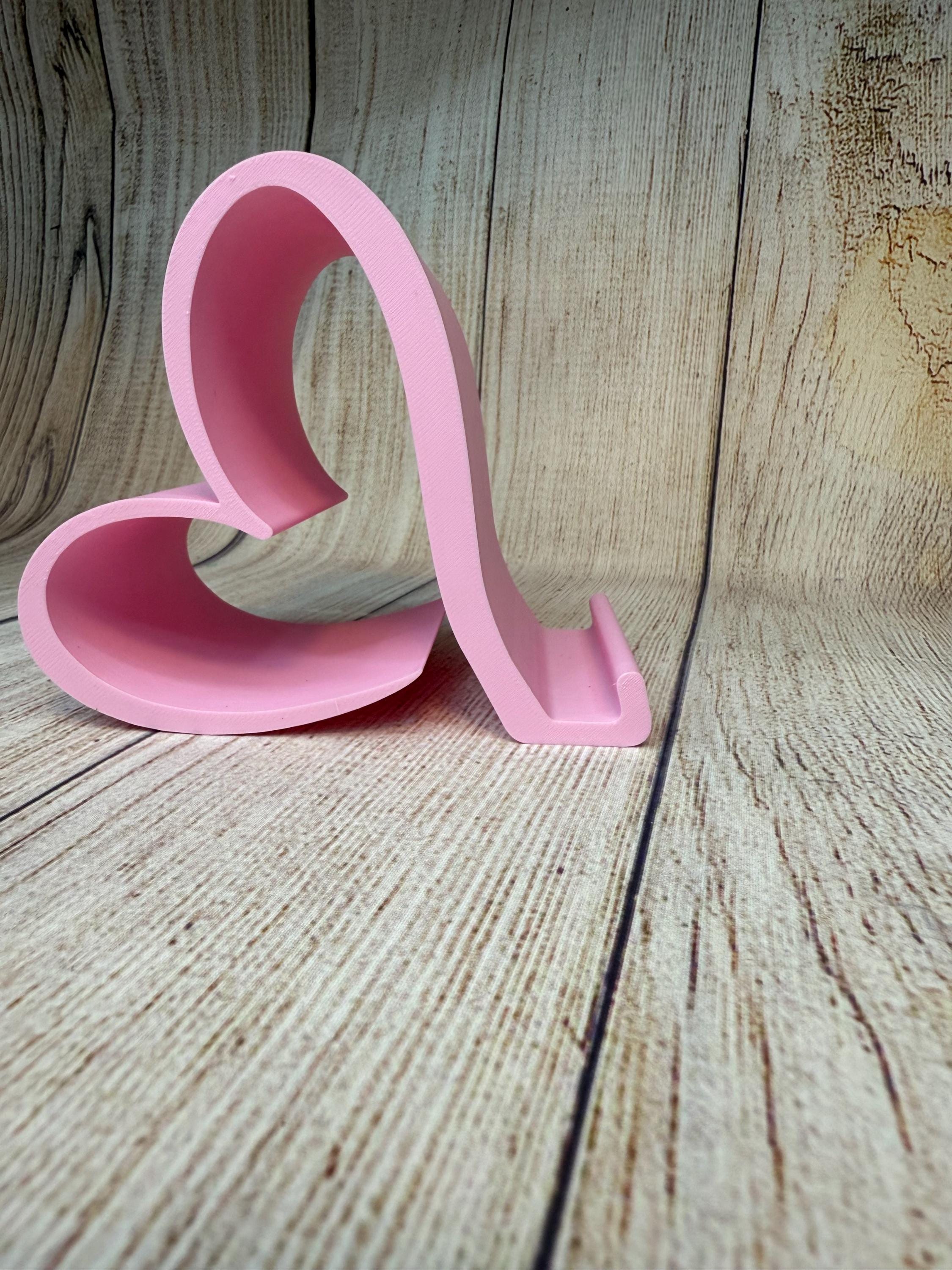 3D Printed Heart Phone Stand: Minimalist PLA Desk Accessory, San Valentine Gift