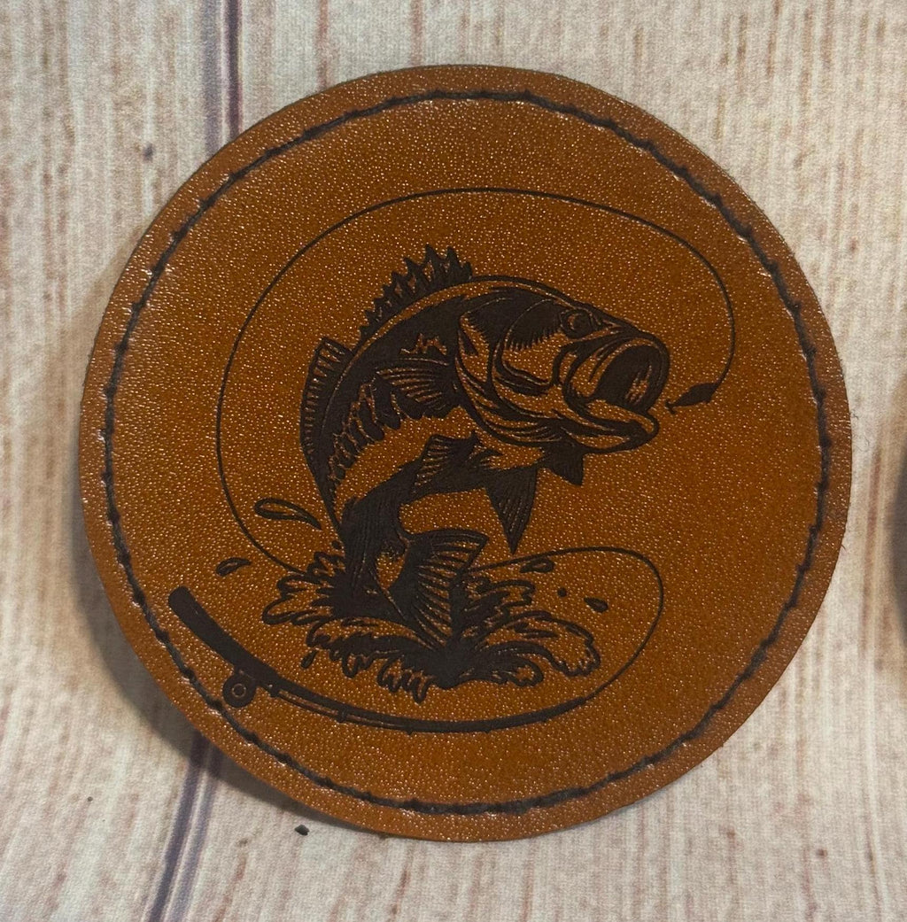 Largemouth Bass Fishing Iron On Patch: Leather Hat Applique