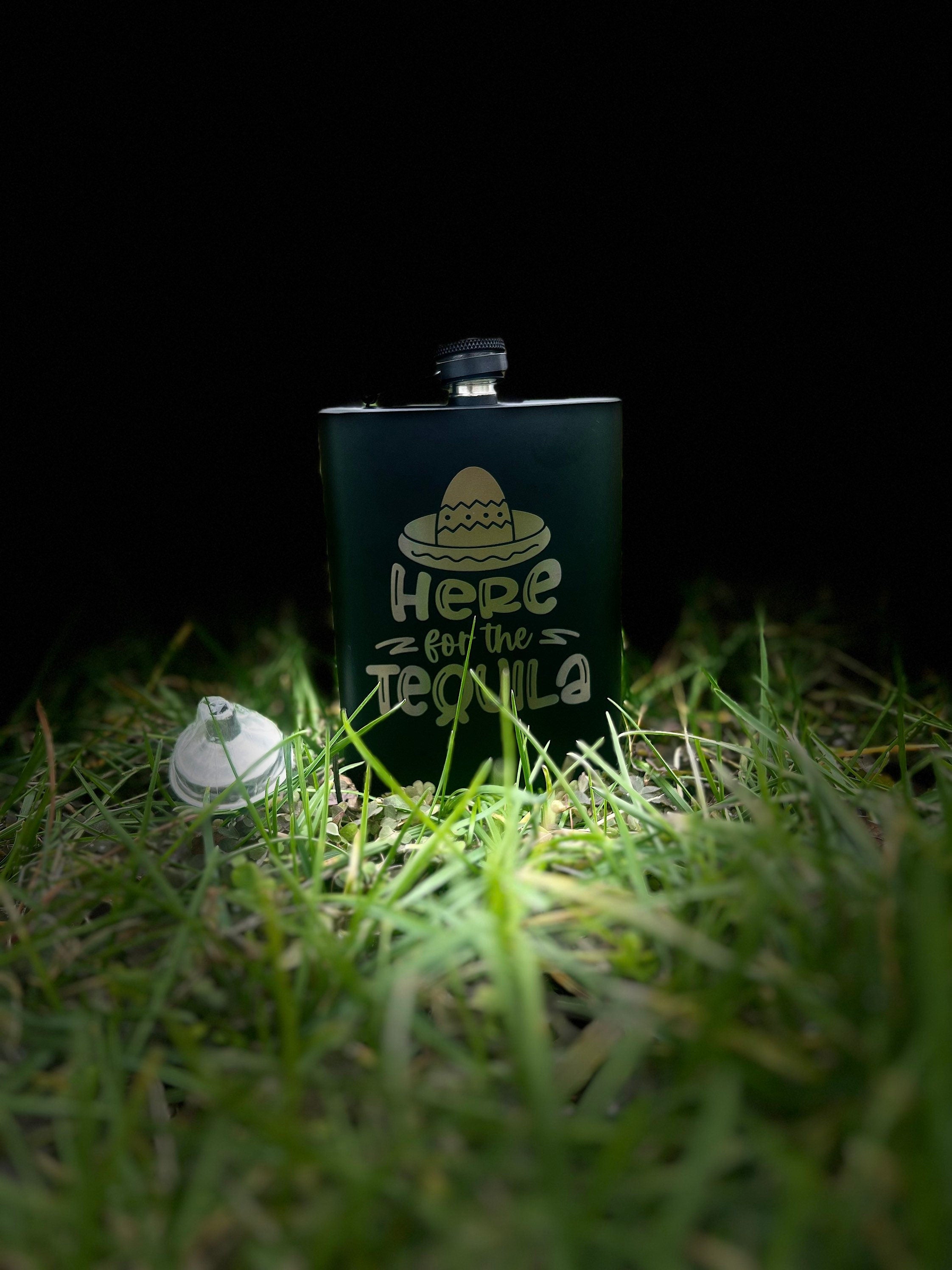 Tequila/Black Hip Flask 8oz - Custom - Personalized
