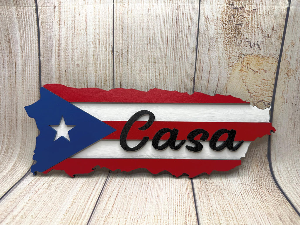 Puerto Rico Flag Wood Island: Custom Home Decor
