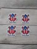 Puerto Rican Coquí Flag Iron-On Patch: Boricua Embroidered