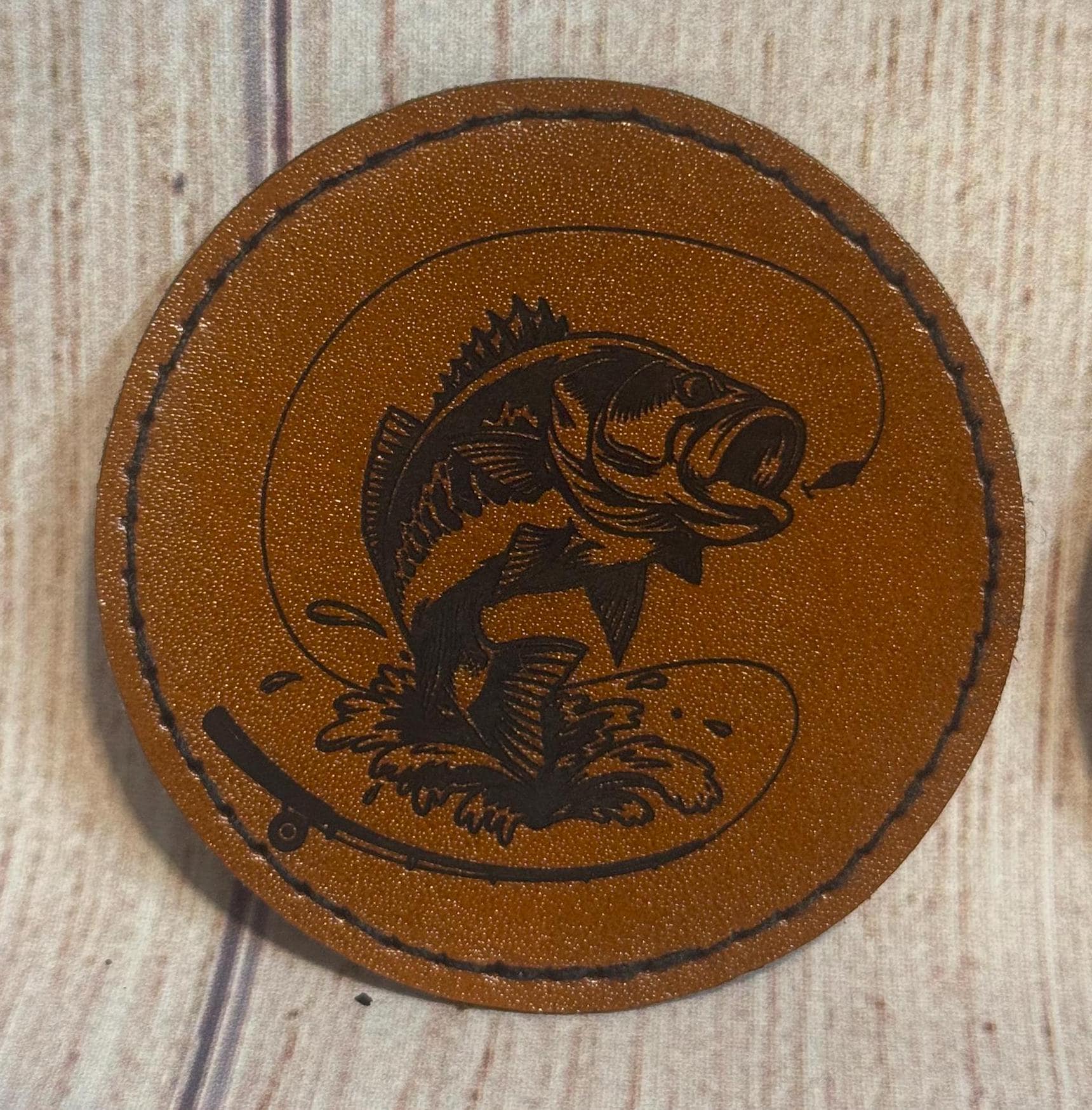 Largemouth Bass Fishing Iron On Patch: Leather Hat Applique