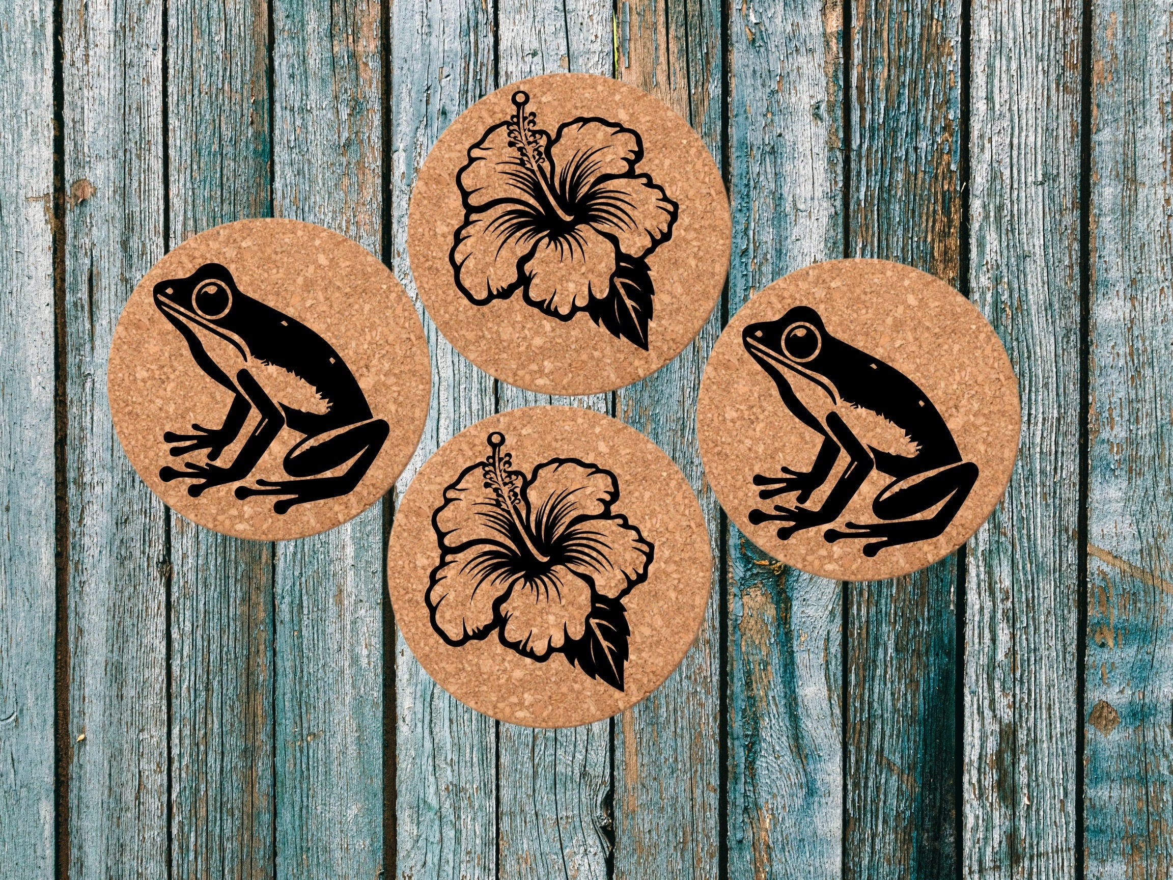 Custom Engraved Cork Coasters | Puerto Rico /Set  /Kitchen Accessories - Eco-Friendly Gift/ Native