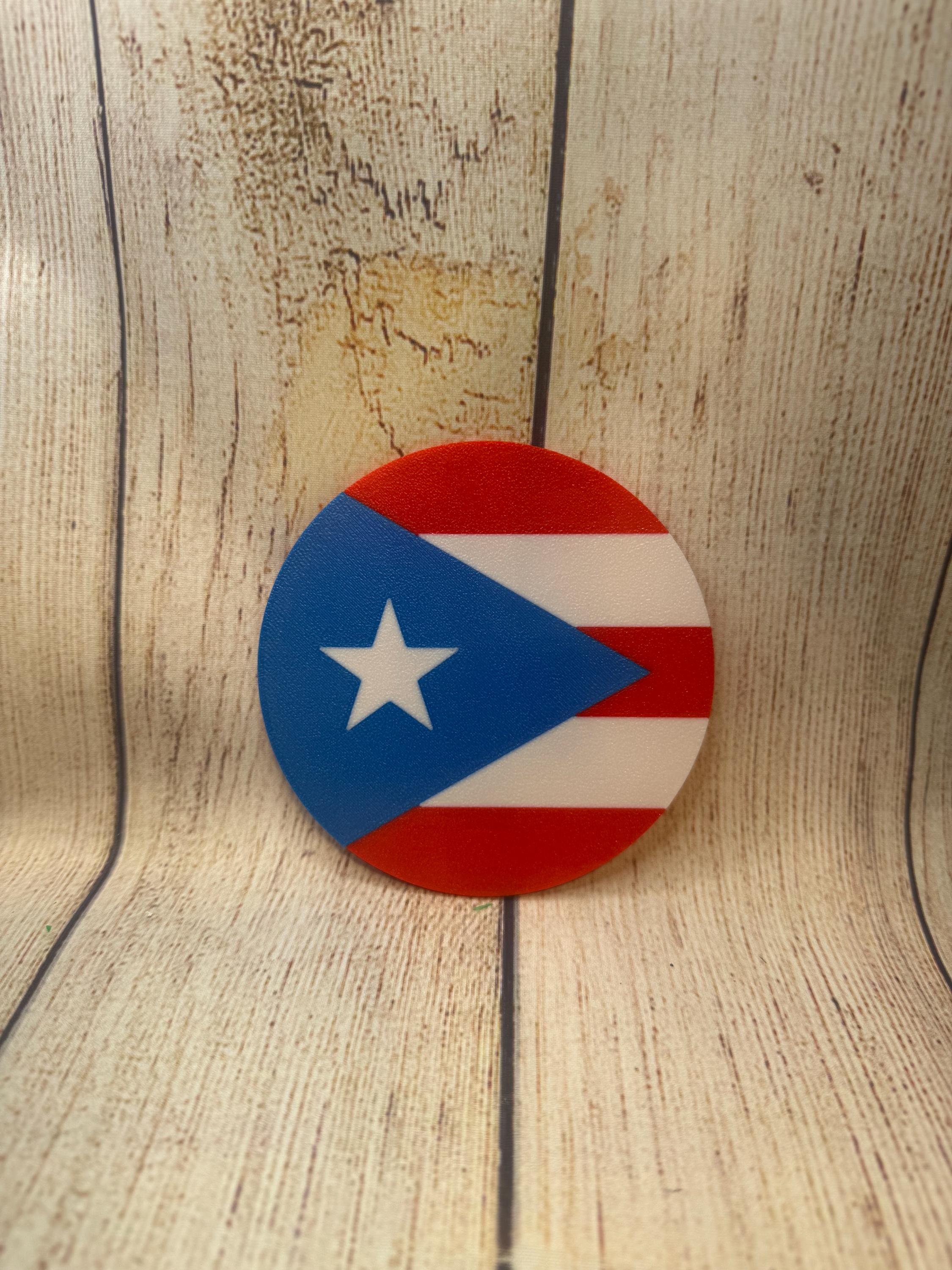 Puerto Rico Flag Coaster: 3D Printed PLA, Borinquen Heritage