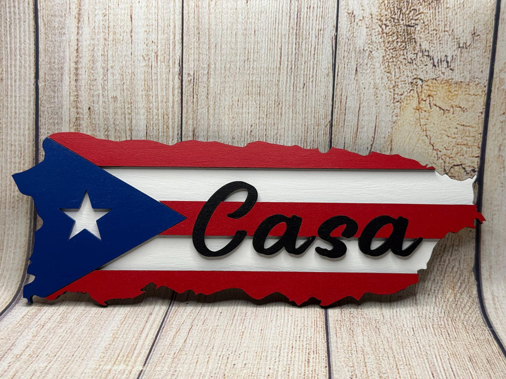 Puerto Rico Flag Wood Island: Custom Home Decor