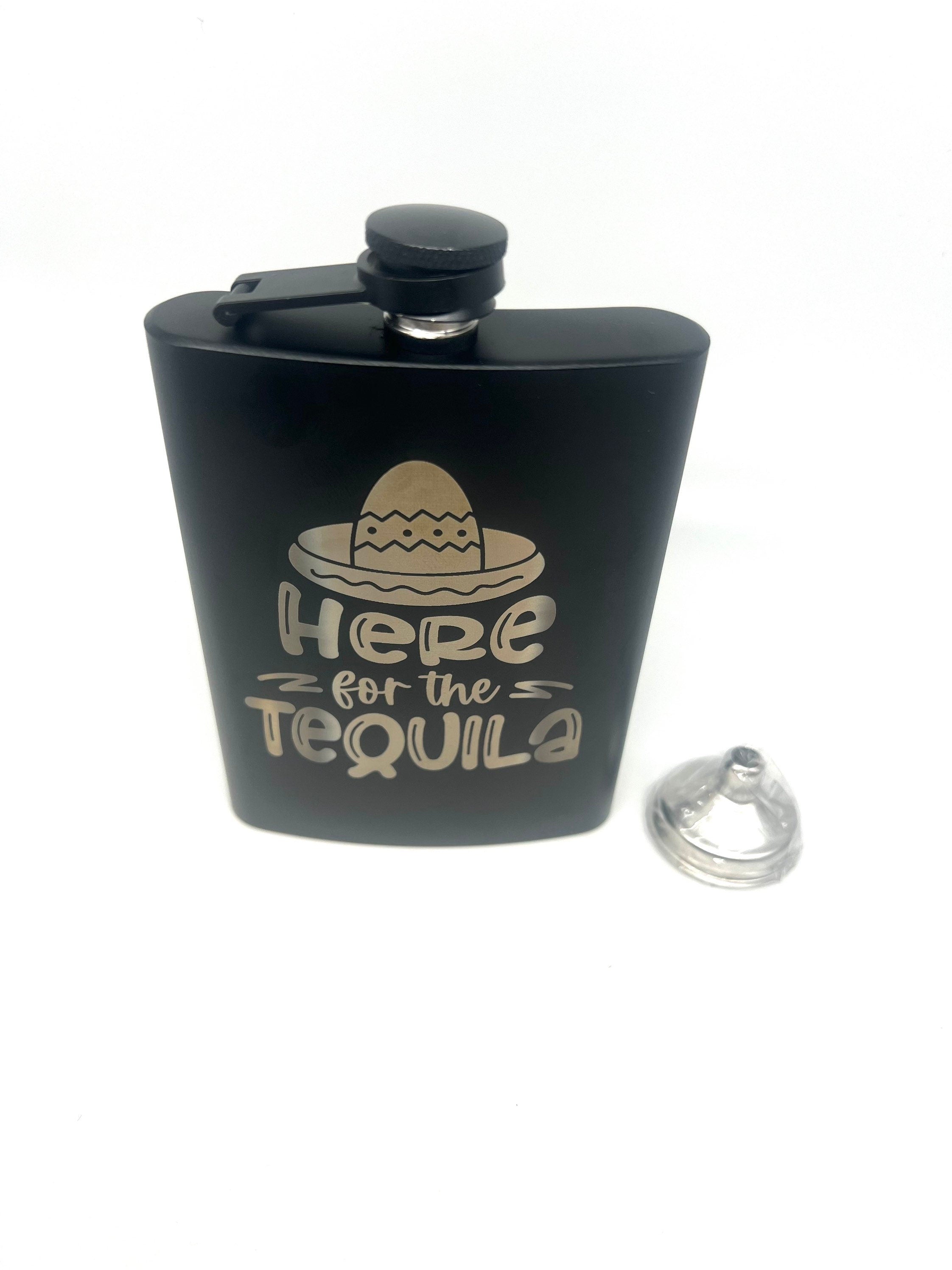 Tequila/Black Hip Flask 8oz - Custom - Personalized