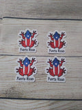 Puerto Rican Coquí Flag Iron-On Patch: Boricua Embroidered