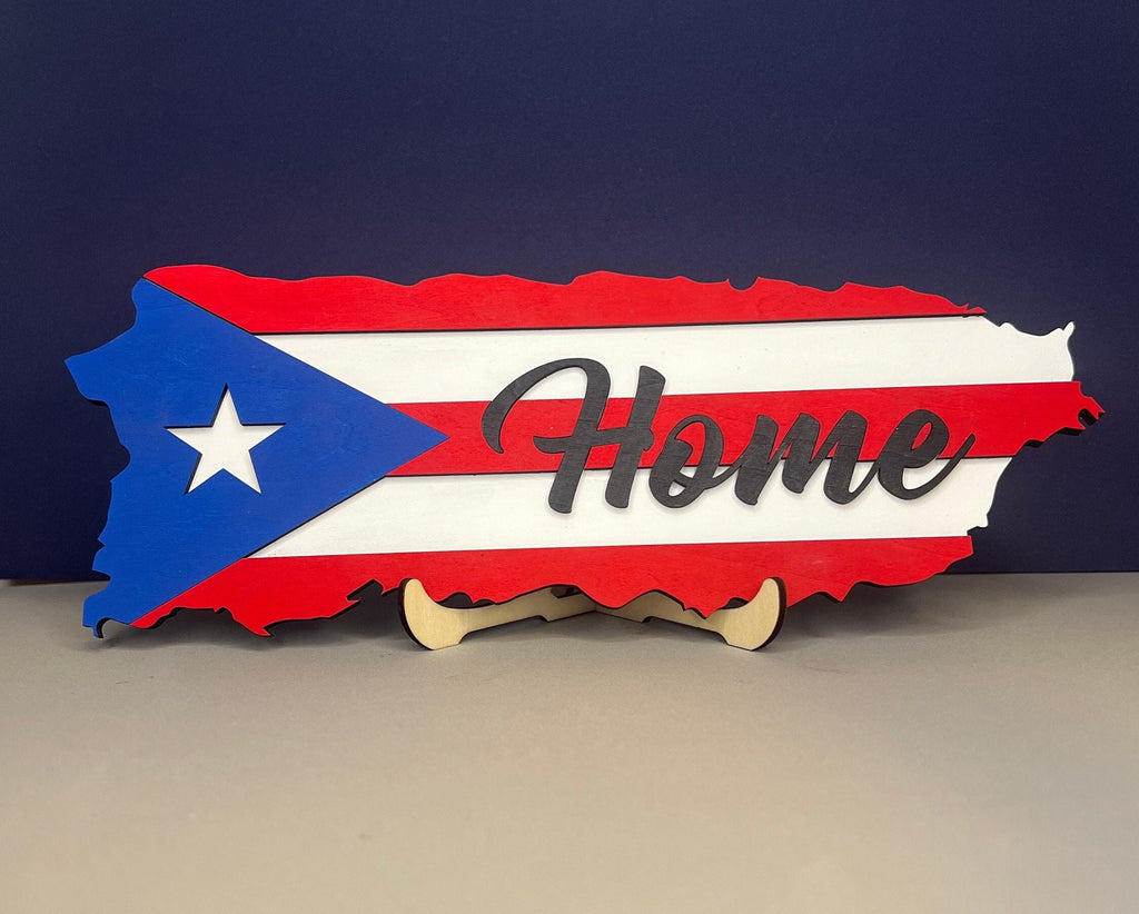 Puerto Rico Flag Wood Island: Custom Home Decor