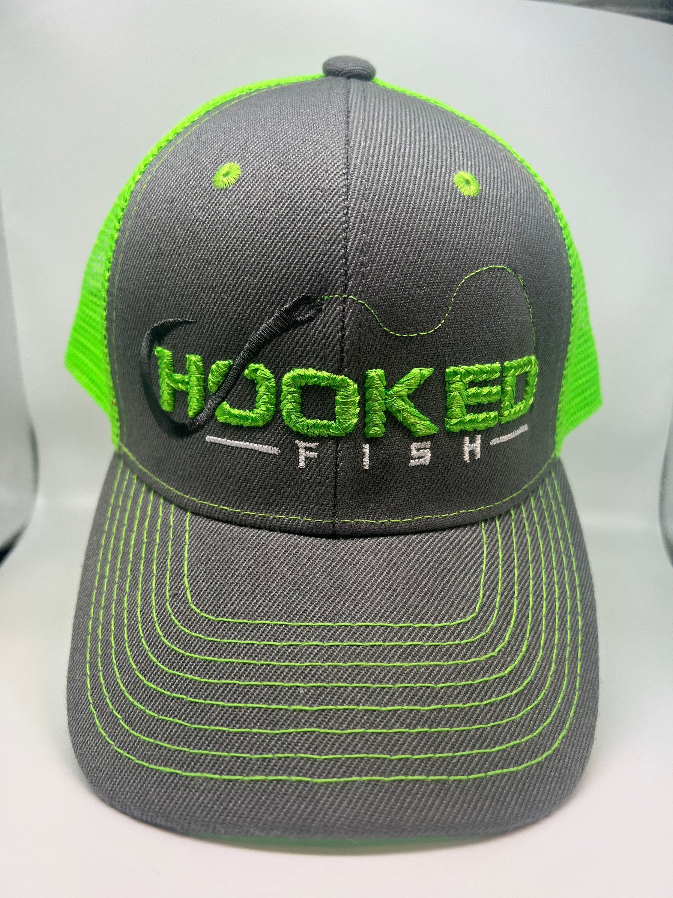 Hooked Fish / 3D PUFF / Bass fishing / Bass hat/ Green
