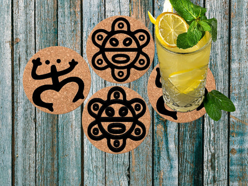 Custom Engraved Cork Coasters | Puerto Rico /Set  /Kitchen Accessories - Eco-Friendly Gift/ Native