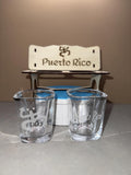 Puerto Rico Engraved Shot Glasses: Crystal Collectible Souvenir