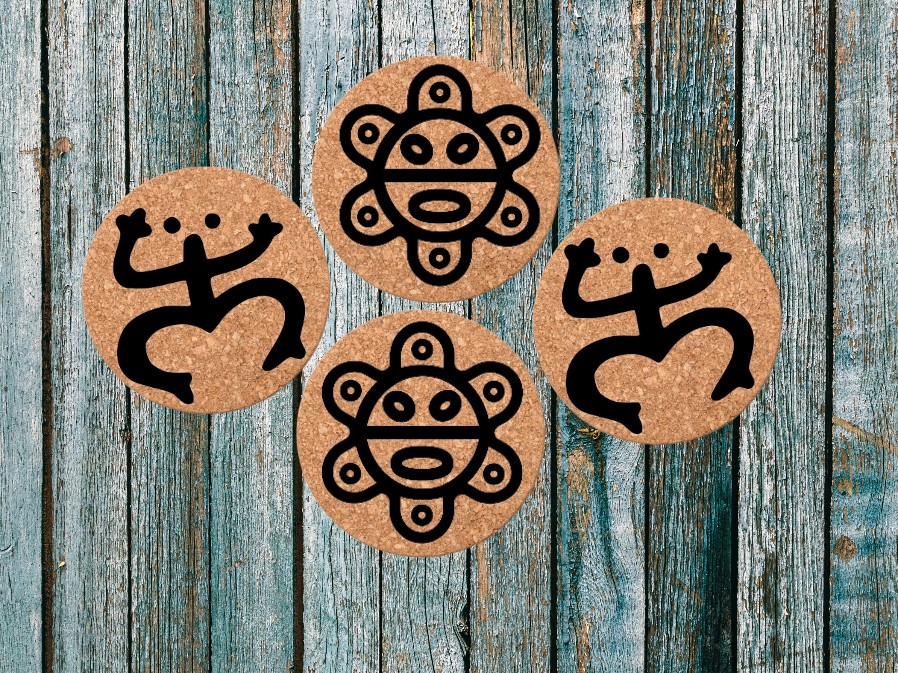 Custom Engraved Cork Coasters | Puerto Rico /Set  /Kitchen Accessories - Eco-Friendly Gift/ Native