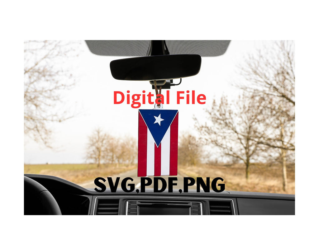 Digital file, Puerto Rican Flag rear view mirror, Glowforge, Xtool, Cricut,Silhouette
