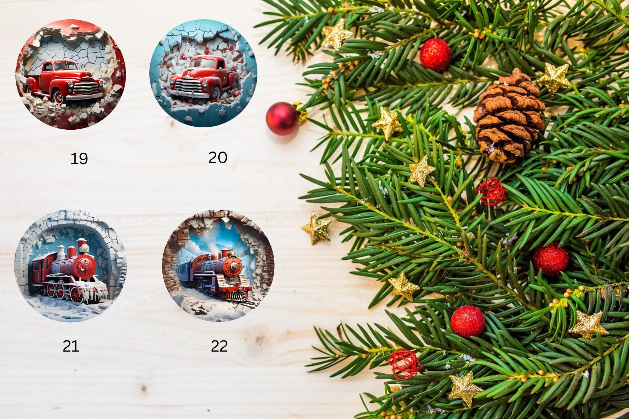 Chritmas Tree Ornaments , sublimation 3d design, caw