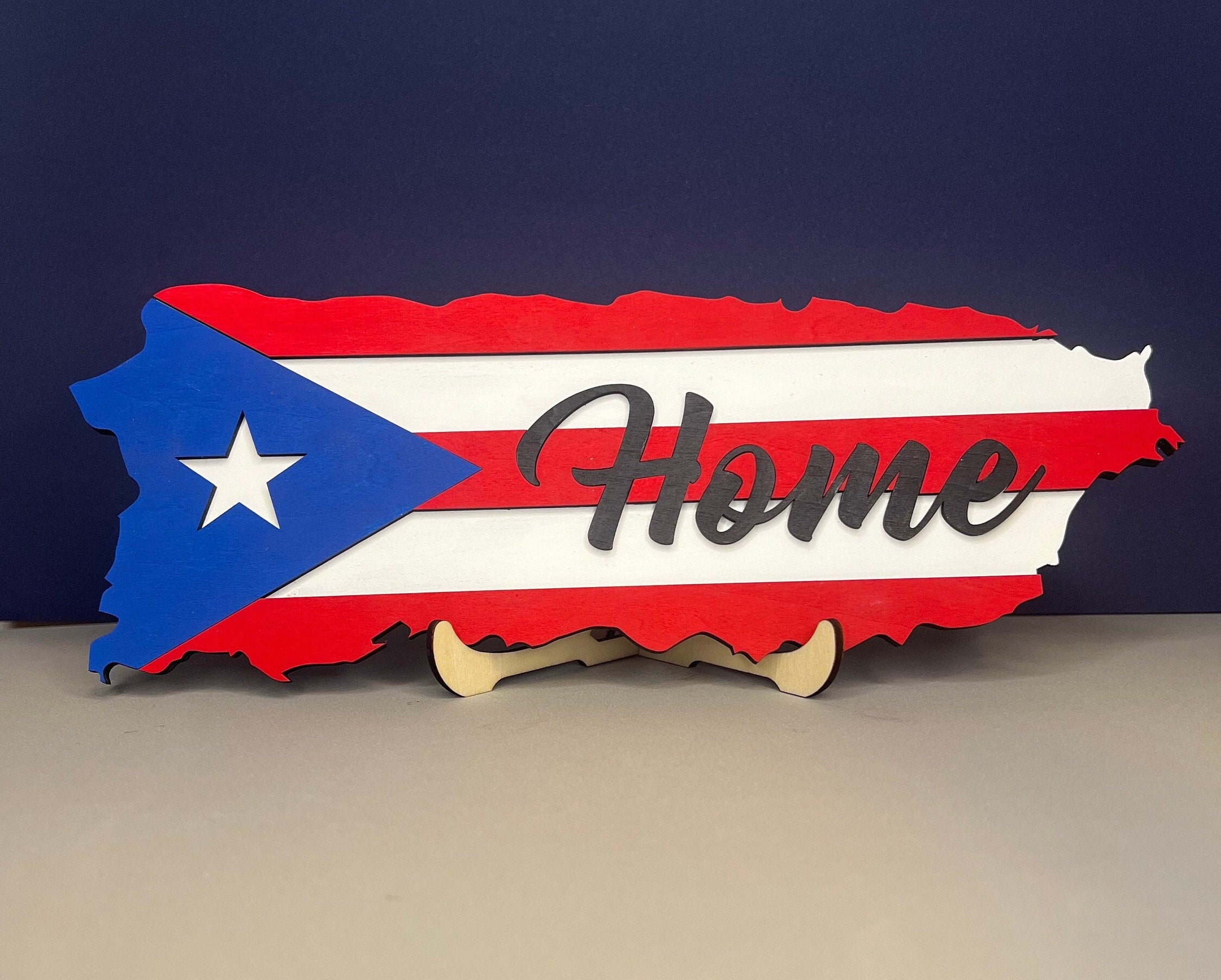 Puerto Rico Flag Wood Island: Custom Home Decor
