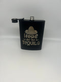 Tequila/Black Hip Flask 8oz - Custom - Personalized