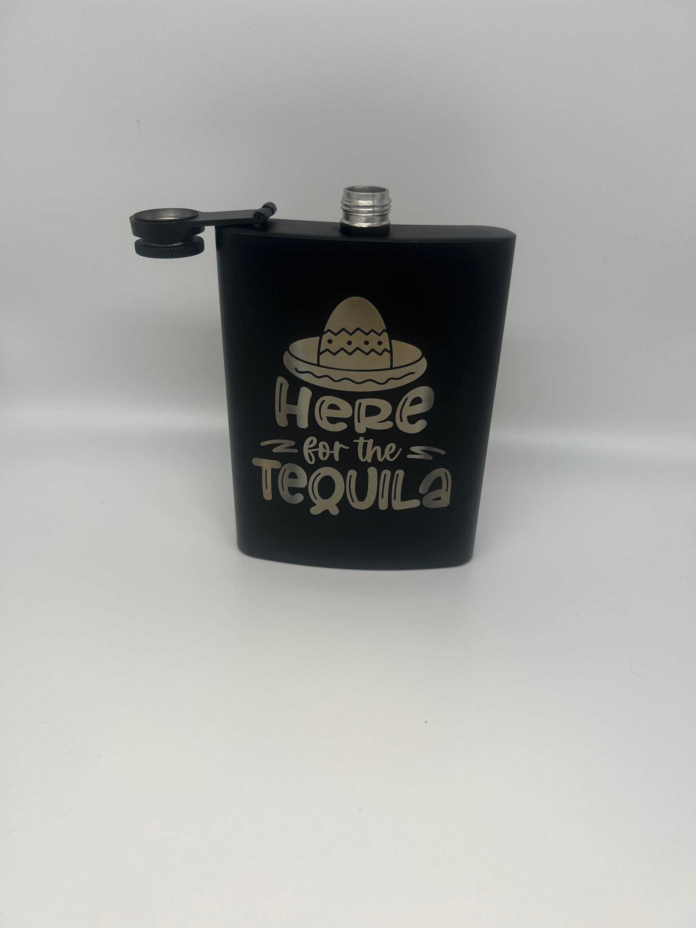 Tequila/Black Hip Flask 8oz - Custom - Personalized