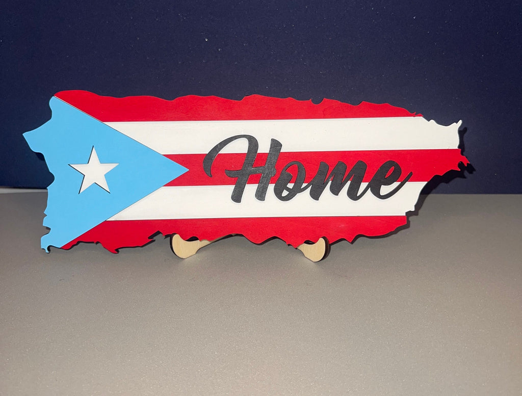 Puerto Rico Flag Wood Island: Custom Home Decor