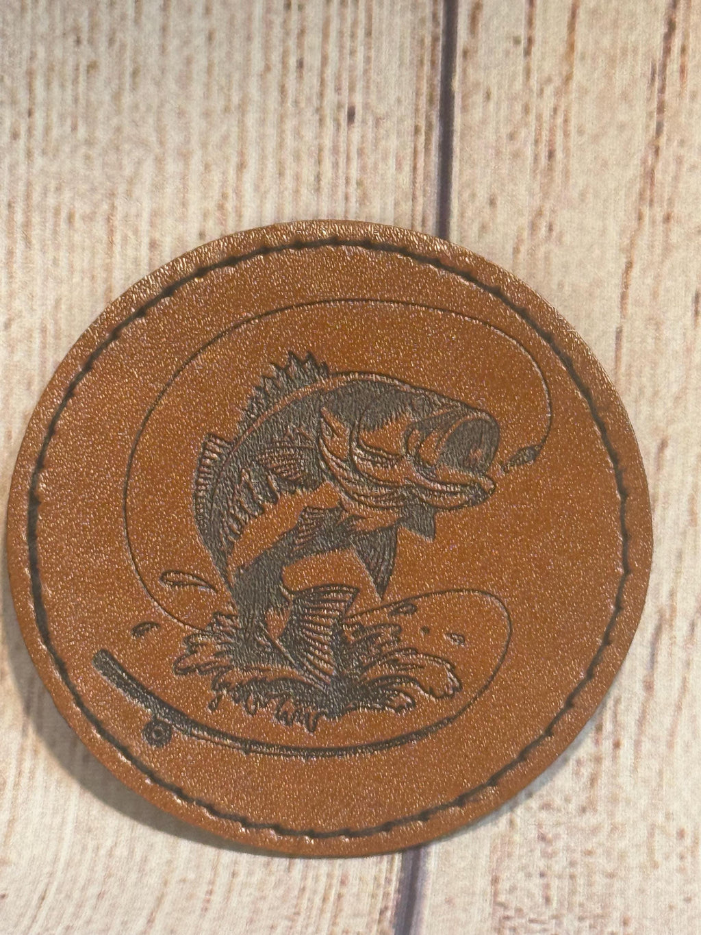 Largemouth Bass Fishing Iron On Patch: Leather Hat Applique