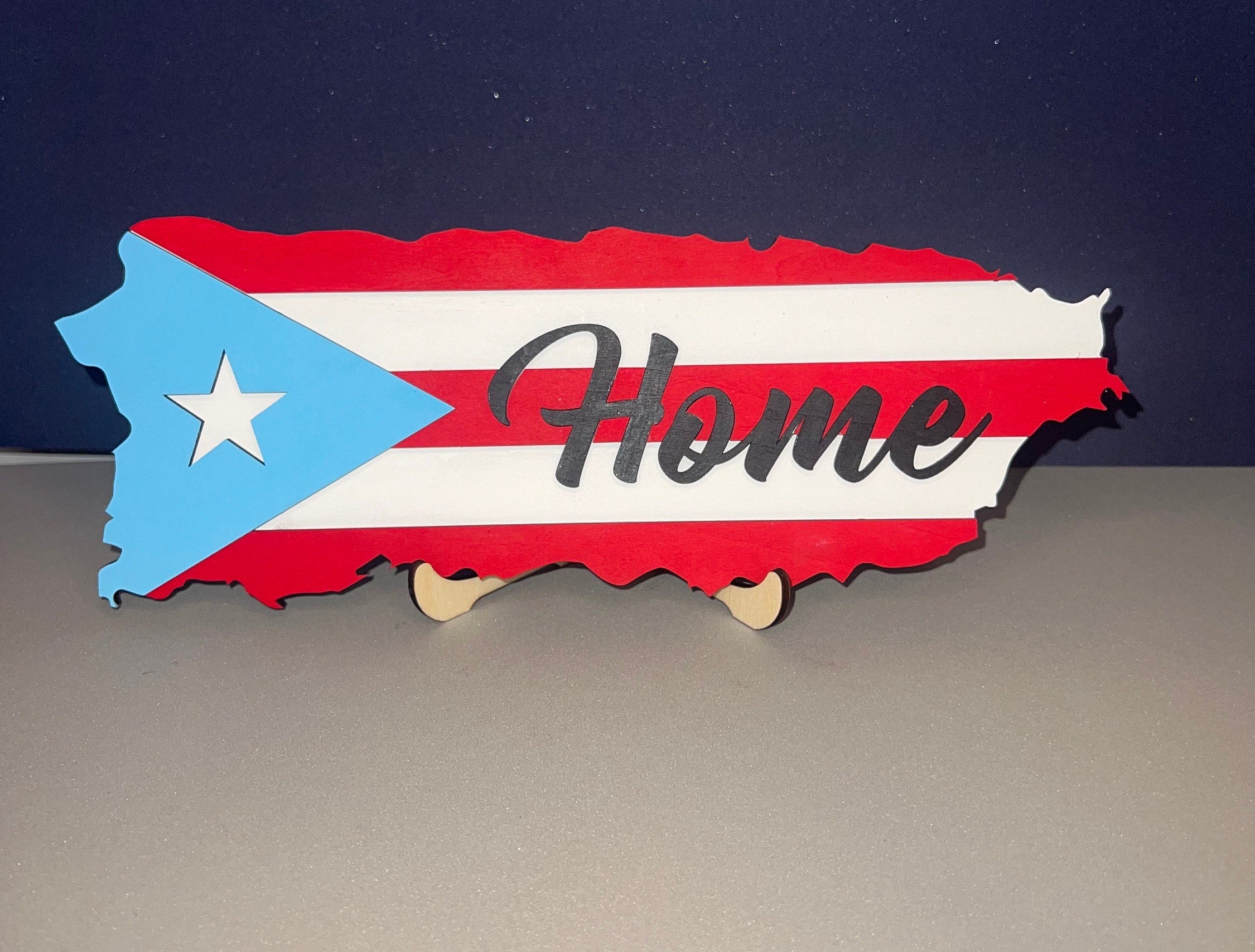 Puerto Rico Flag Wood Island: Custom Home Decor
