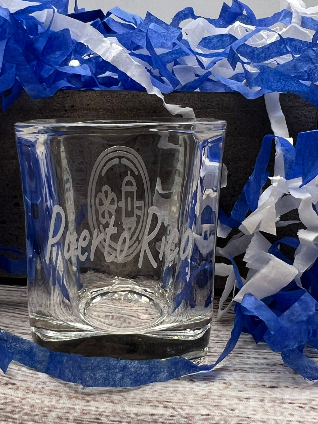 Puerto Rico Engraved Shot Glasses: Crystal Collectible Souvenir